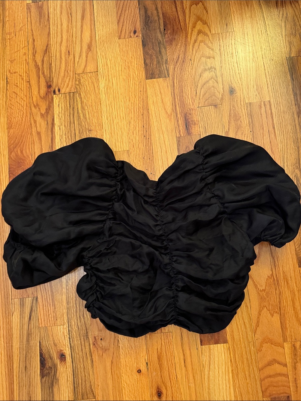 H&M Black Puff Sleeve Ruched Crop Top